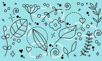 Outline floral doodles collection vector