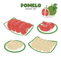 Pomelo . Grapefruit. Shaddock fruit with green rind. Flat in cartoon style isolated on white background. vector