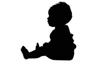 baby silhouette isolated on white background, Silhouette of baby, Nine Month Old Sitting Baby vector