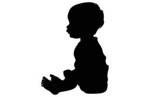 bebé silueta aislado en blanco fondo, silueta de bebé, nueve mes antiguo sentado bebé vector