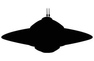 OVNI extraterrestre astronave negro silueta, sencillo extraterrestre Embarcacion símbolo, espacio volador platillo. vector