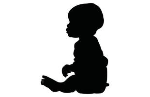 bebé silueta aislado en blanco fondo, silueta de bebé, nueve mes antiguo sentado bebé vector