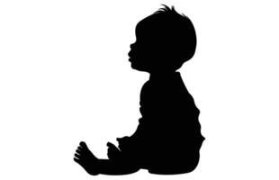 baby silhouette isolated on white background, Silhouette of baby, Nine Month Old Sitting Baby vector