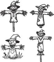 Scarecrow Sketch Drawing. vector