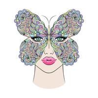 mariposa y mujer cara vector