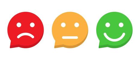 Feedback emoji icon in speech bubble shape. Customer review emoticon concept vector