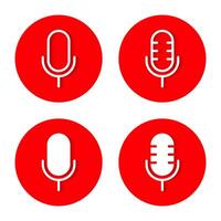 Mic, microphone icon set with shadow. Voice recorder concept vector