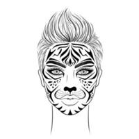 Woman with face art. vector