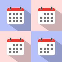 Calendar flat icon with long shadow. Date, event concept vector