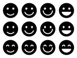 Smile, happy face emoji icon set collection in generic style vector