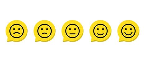 Feedback emoji icon on speech bubbles. Customer satisfaction level emoticon concept vector