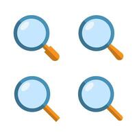 Magnifying glass, magnifier icon set in flat style vector