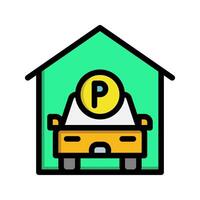 Garage flat icon. editable parking space symbol. vector