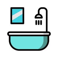 Bathroom flat icon. symbol editable furniture with shower and mirror. vector