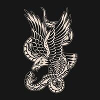 Eagle and snake tattoo vector