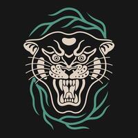Panther tattoo flash vector