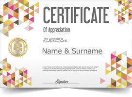 luxury certificate design for multipurpose I Multi color elegant certificate of achievement template vector