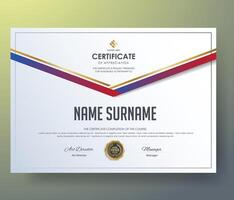 Certificate template with dynamic and futuristic polygonal color and modern background. vector