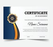 luxury certificate design for multipurpose I Multi color elegant certificate of achievement template vector