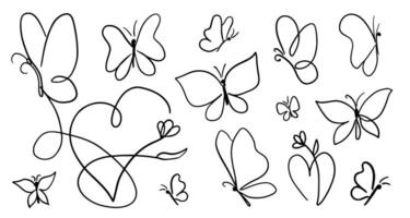 dibujado a mano mariposa contorno colección vector