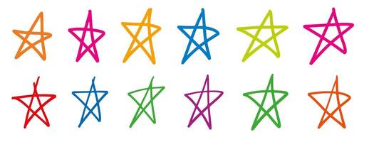 Colorful Hand-Drawn Star Icons Collection vector