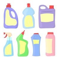 Colorful Cleaning Product Bottles Collection vector