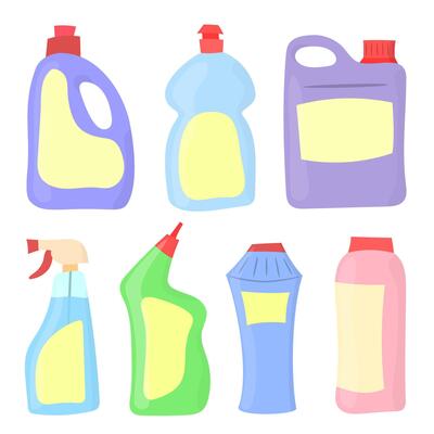 Colorful Cleaning Product Bottles Collection