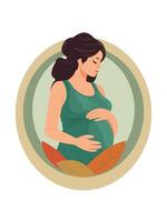 women pregnant belly vector