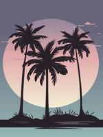 silhouette palm tree vector