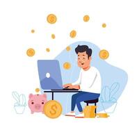 rich man coins vector