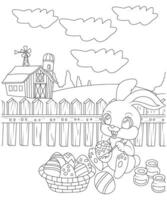 Unique and Funny Easter Coloring page for kids. Easter coloring book page for Children vector