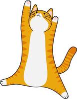 The orange and white cat looks up and jumps up with open limbs in cartoon style vector