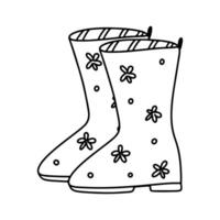 caucho botas. mano dibujado garabatear estilo. ilustración aislado en blanco. colorante página. vector