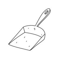 Dustpan for cleaning. Hand drawn doodle style. illustration isolated on white. Coloring page. vector