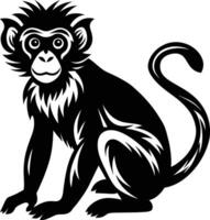 A silhouette of a monkey sitting vector