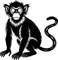 A silhouette of a monkey sitting vector