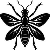 A black silhouette of a bee vector