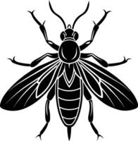A black silhouette of a bee vector