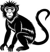 A silhouette of a monkey sitting vector