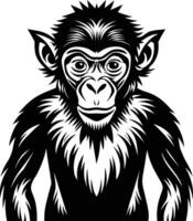 A silhouette of a monkey sitting vector