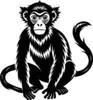 A silhouette of a monkey sitting vector