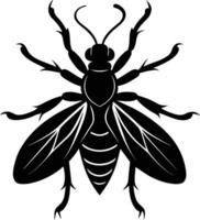 A black silhouette of a bee vector