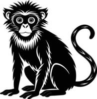 A silhouette of a monkey sitting vector