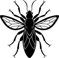 A black silhouette of a bee vector