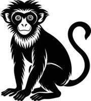 A silhouette of a monkey sitting vector