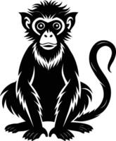 A silhouette of a monkey sitting vector