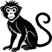 A silhouette of a monkey sitting vector