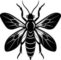 A black silhouette of a bee vector