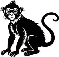 A silhouette of a monkey sitting vector