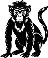 A silhouette of a monkey sitting vector